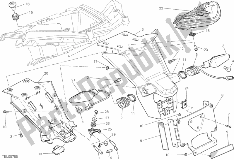 Toutes les pièces pour le Support De Plaque D'immatriculation - Feu Arrière du Ducati Multistrada 1200 ABS USA 2013